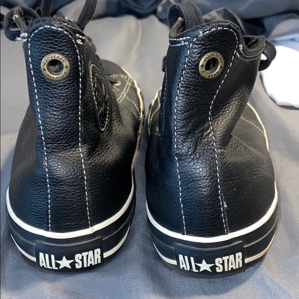 Black leather Converse Allstars